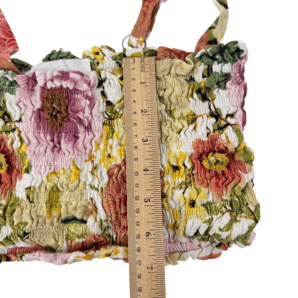 Paper‎ Heart Smocked Floral Crop Top Pink Festival Romantic Y2K Cottagecore XS - Picture 4 of 5